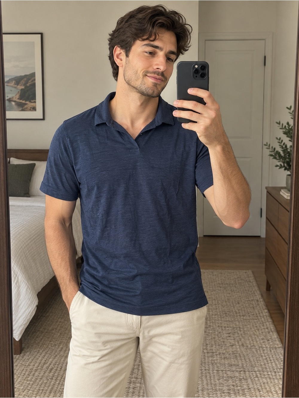 Banana Republic Men’s Navy Open Collar Polo Shirt Size S